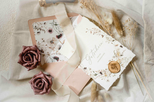 Innenfutter / Inlay für Briefumschläge mit Blumen  'Blooming Cottage' zur Hochzeit